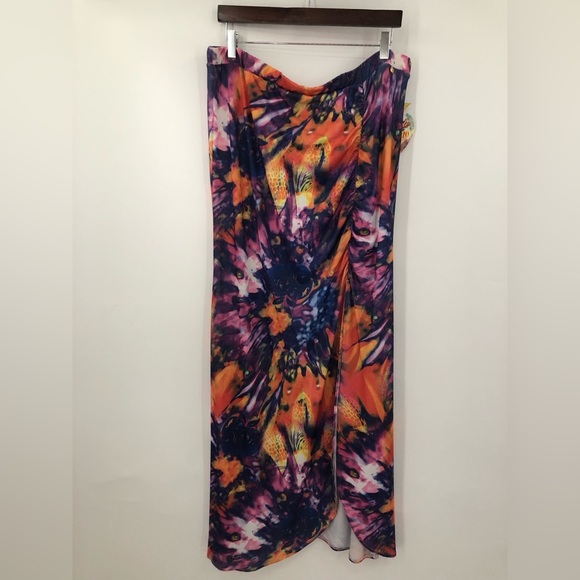 Apple bottoms 1X maxi skirt side slip elastic 0959 stretch multicolor - Picture 1 of 16